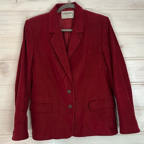 Jaeger Jackets & Blazers - Vintage Jaeger London Blazer Woman Corduroy Burgundy Size 14 Career